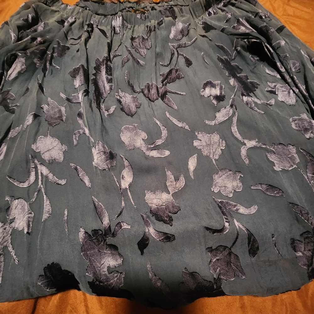 Whbm silk off shoulder dark blue blouse size XL